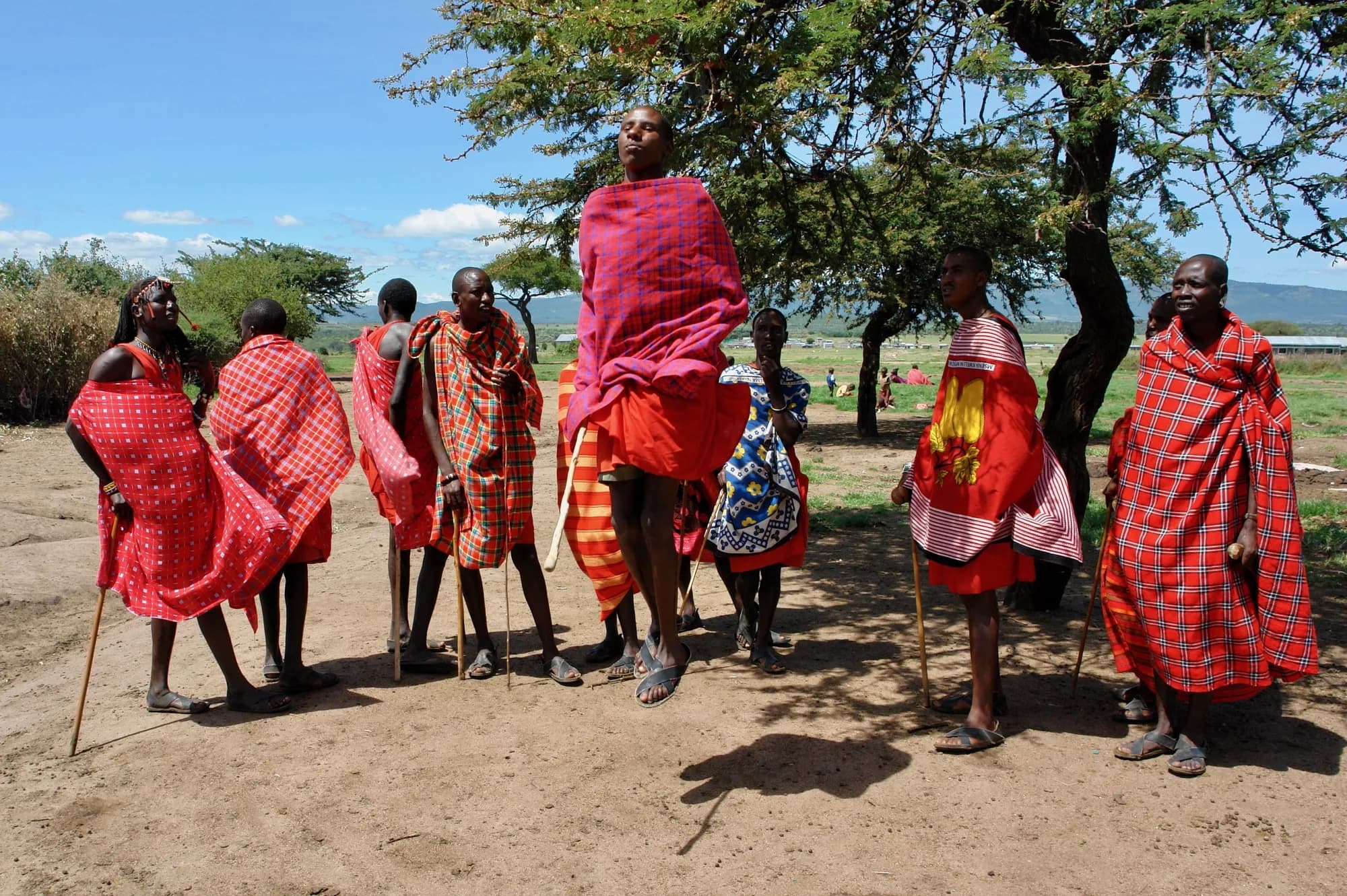 Maasai guides at a homestead on the reserve boundary